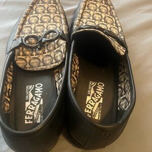 Salvatore Ferragamo Black and Cream Men's Shoes